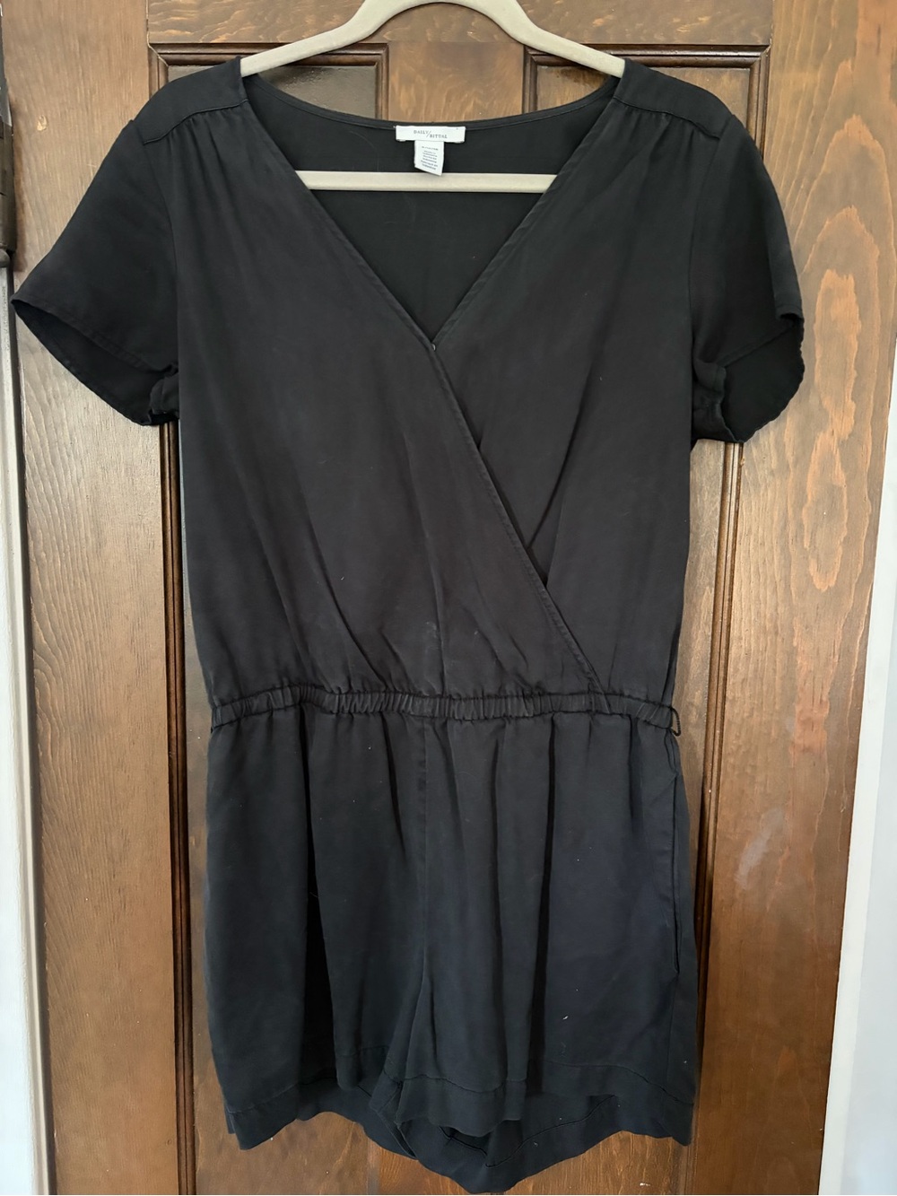 Daily Ritual Black Wrap Romper